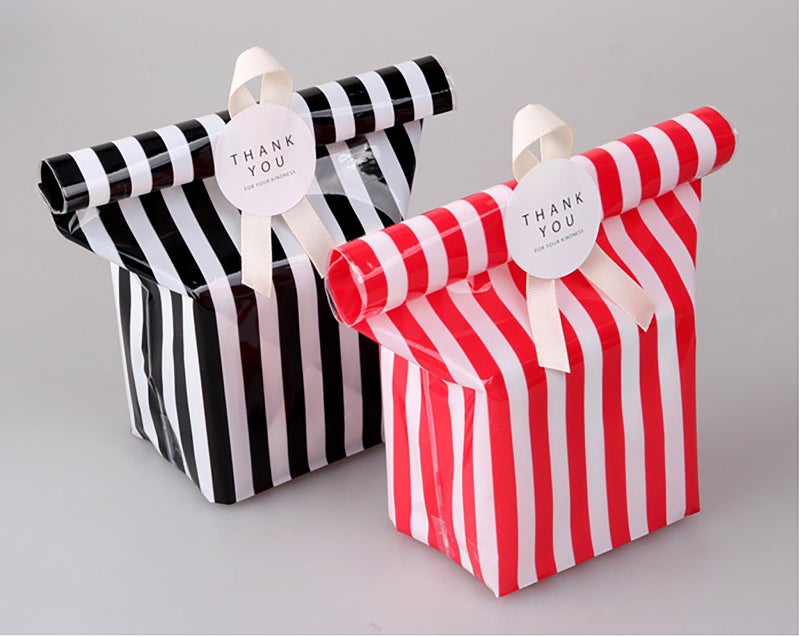 ZOOYOO Black Stripes Clear Cello Bags Plastic Candy Party Favor cellophane Treat Bags,Pack of 50 - Image 5